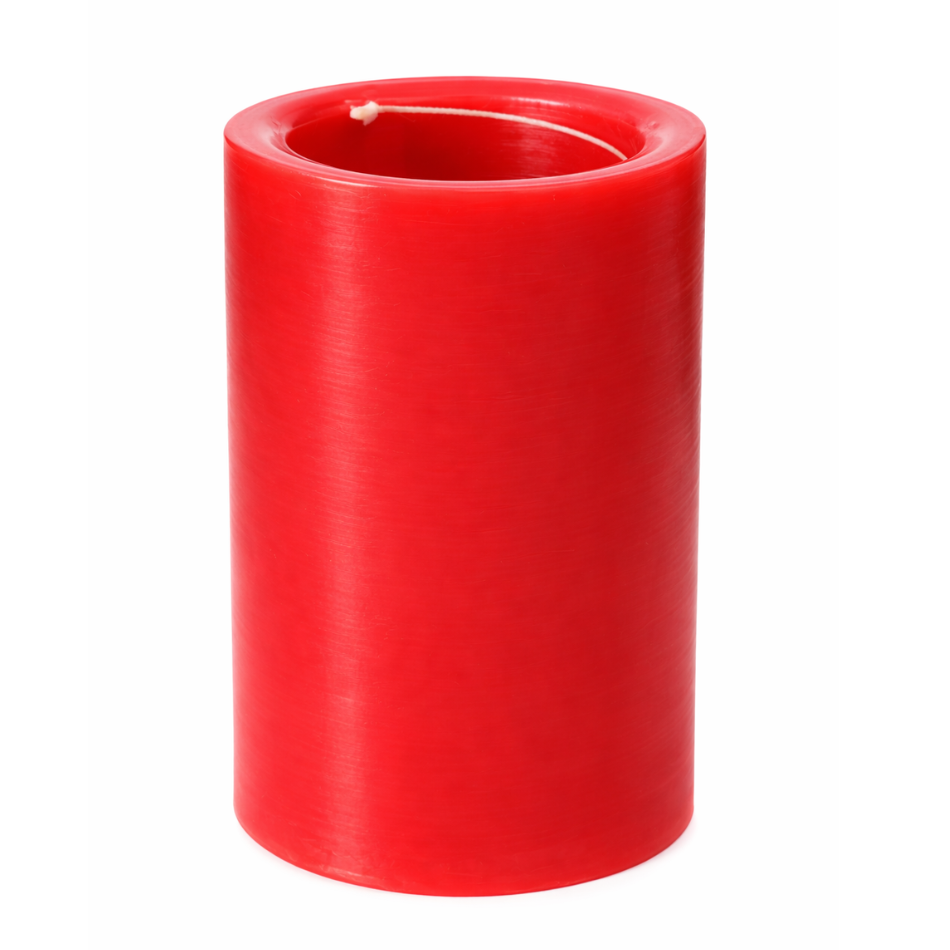 Red candle on a white background