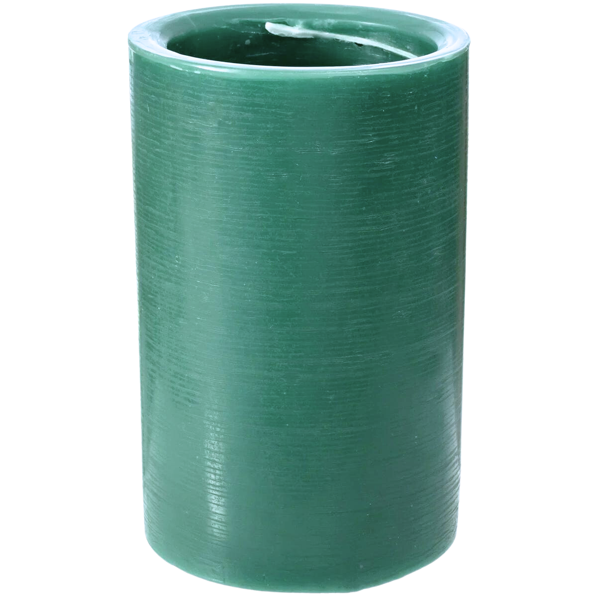 a large, green  spiral light candle in the balsam and cedar scent.