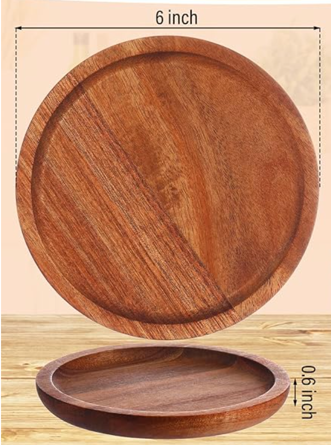 Acacia Wooden Candle Plate 6&quot;