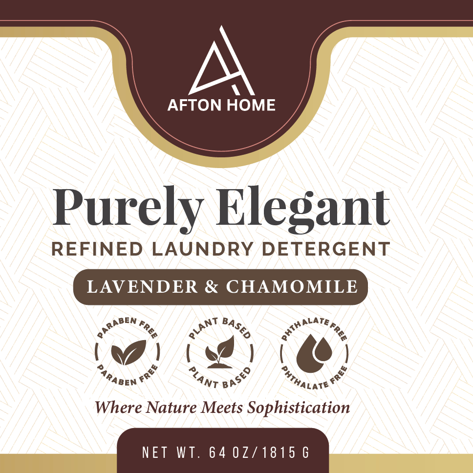 Afton Home laundry detergent label with lavender and chamomile scent on a white background